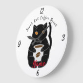 Black Cat Kaffee Break Thunder_Cove Große Wanduhr (Winkel)