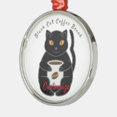 Black Cat Kaffee Break Thunder_Cove Ornament Aus Metall (Links)