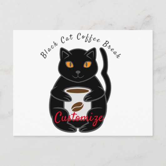 Black Cat Kaffee Break Thunder_Cove Postkarte (Vorderseite)