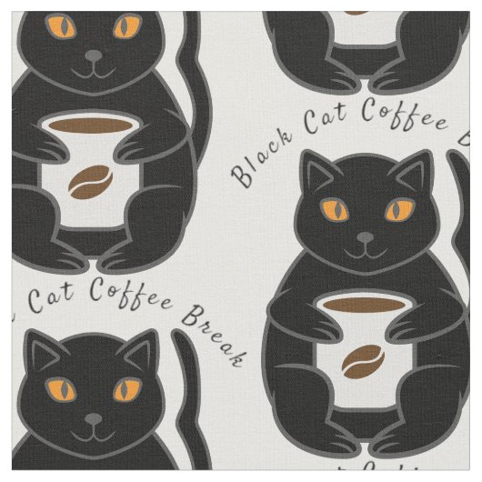 Black Cat Kaffee Break Thunder_Cove Stoff (Nahaufnahme)