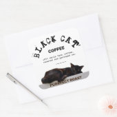 Black Cat-Kaffee Quadratischer Aufkleber (Umschlag)