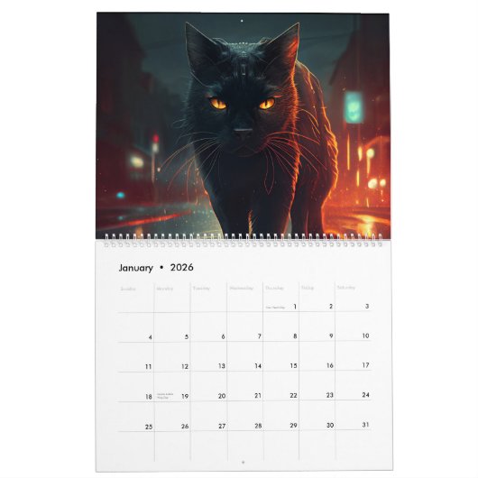 Black Cat-Kalender Kalender (Jan 2026)