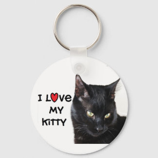 Black Cat Keychain "I love my Kitty Schlüsselanhänger