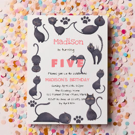 Black Cat Kindergeburtstag Einladung