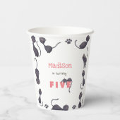 Black Cat Kindergeburtstag Pappbecher (Rückseite)