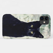 Black Cat Kitten floral Art Phone Case (Rückseite (Horizontal))