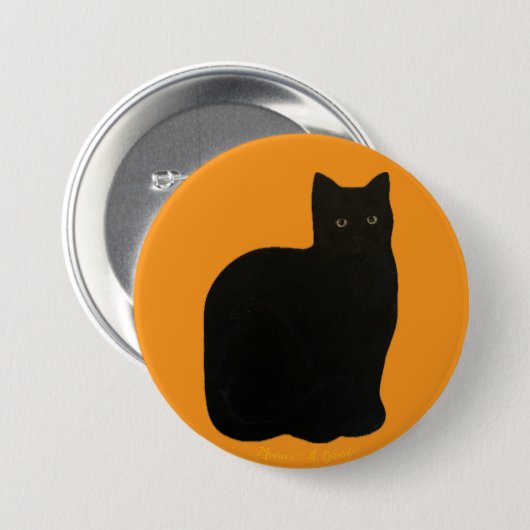 Black Cat Kitten Pet Rescue Noir Maureen Girard Button (Vorne & Hinten)