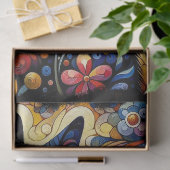 Black Cat Kitty Floral Whimsical Decoupage Seidenpapier (Geschenk)