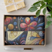 Black Cat Kitty Floral Whimsisgelbe Decoupage Seidenpapier (Geschenk)