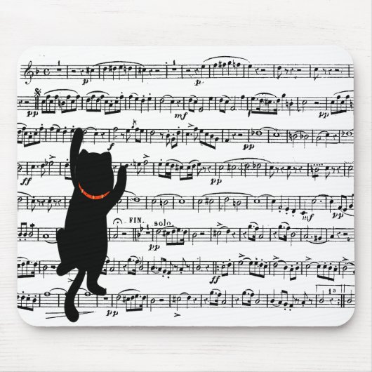 Black Cat Klettern mit Musik Mousepad (Vorne)