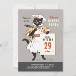 Black Cat Koch Vintag Halloween Abendessen CC1266 Einladung