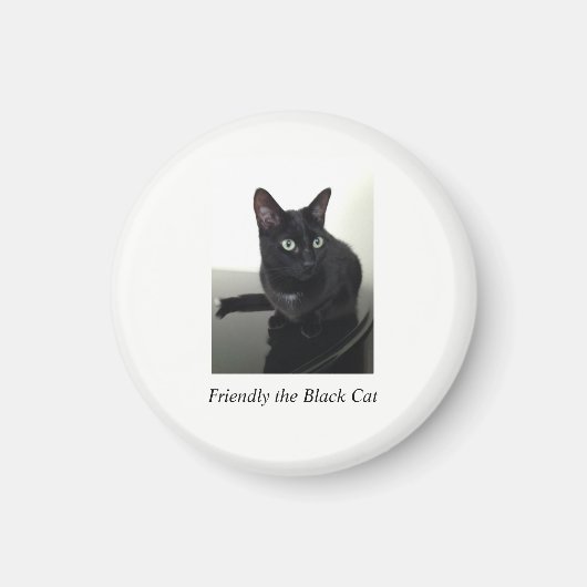Black Cat Kühlschrank Magnet - rund (Vorne)