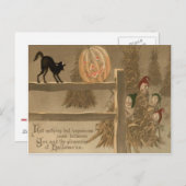 Black Cat Kürbislaterne Pumpkin Haystack Postkarte (Vorne/Hinten)