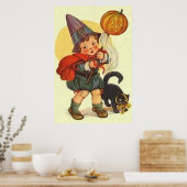 Black Cat Kürbislaterne Pumpkin Hexenmond Poster (Küche)