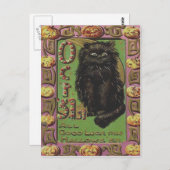 Black Cat Kürbislaterne Pumpkin Postkarte (Vorne/Hinten)