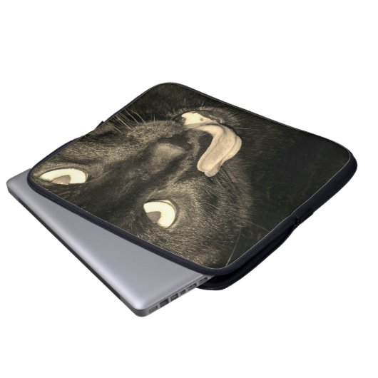 Black Cat Laptop Sleeve (Vorne Knopf)