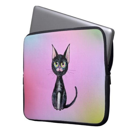 Black Cat Laptopschutzhülle (Vorderseite Links)