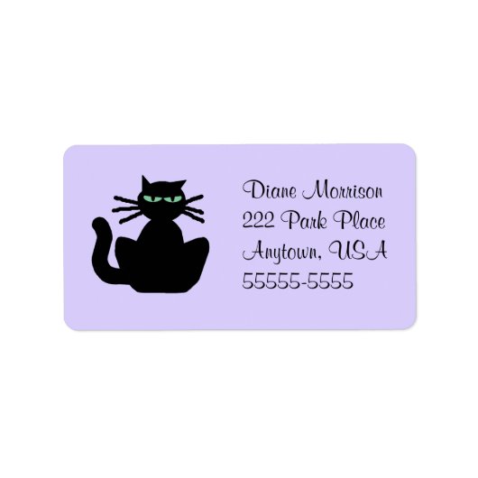 Black Cat Lavender Large Envelope Rücksendeadresse Adressaufkleber (Vorne)