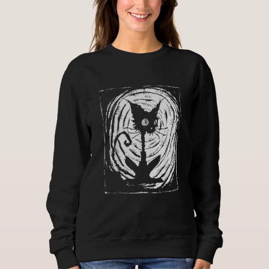 Black Cat Lazy Halloween Costume Scary Creepy Sweatshirt (Vorderseite)