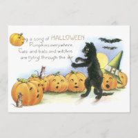 Black Cat Leading Jack O' Lantern Halloween Chor