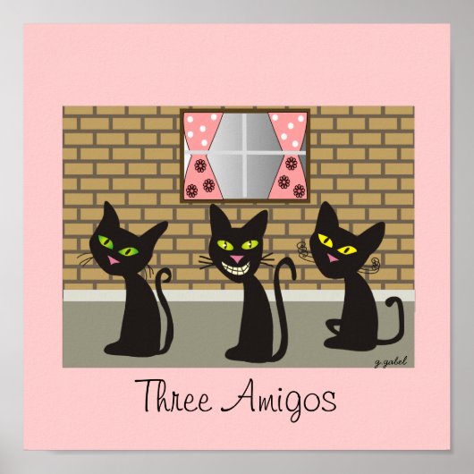 Black Cat Leinwand Art "Three Amigos" Poster (Vorne)