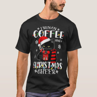 Black Cat Lichter, die ich auf Kaffee und Weihnach T-Shirt