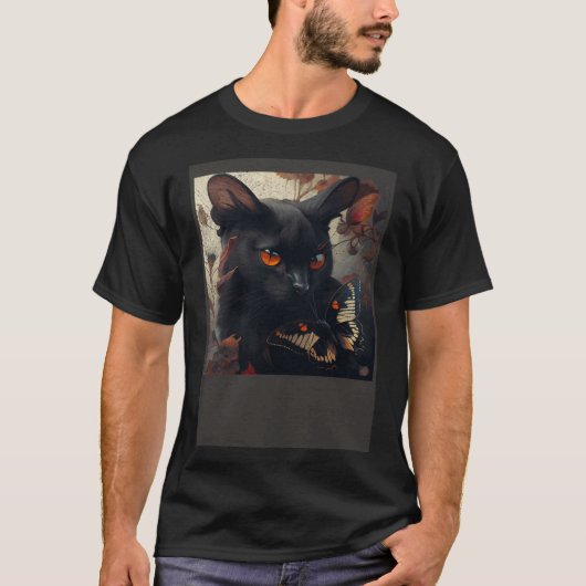 Black Cat Liebe Butterfly T-Shirt (Vorderseite)