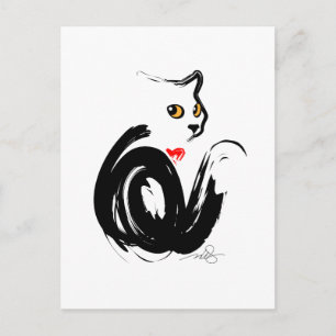 Black Cat Liebe Postkarte