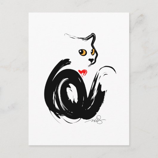 Black Cat Liebe Postkarte (Vorderseite)