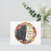 Black Cat Liebe Postkarte (Stehend Vorderseite)
