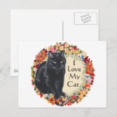 Black Cat Liebe Postkarte (Vorne/Hinten)
