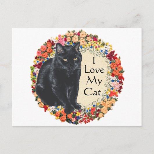 Black Cat Liebe Postkarte (Vorderseite)