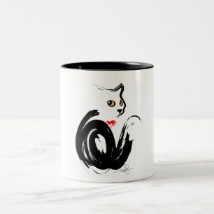 Black Cat Liebe Zweifarbige Tasse