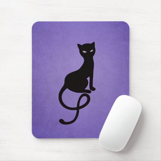 Black Cat Lila Elegant Evil Kitty Mousepad (Mit Mouse)