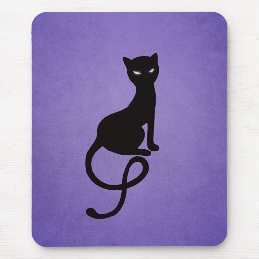 Black Cat Lila Elegant Evil Kitty Mousepad (Vorne)