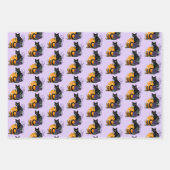 Black Cat Lila Rose Pumpkin Halloween Geschenkpapier Set (Vorderseite 2)