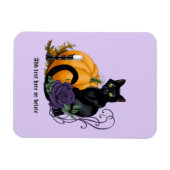 Black Cat Lila Rose Pumpkin Halloween Magnet (Horizontal)