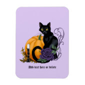 Black Cat Lila Rose Pumpkin Halloween Magnet (Vertikal)
