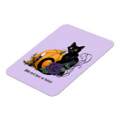 Black Cat Lila Rose Pumpkin Halloween Magnet (Linke Seite)