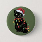Black Cat Lover Christmas Kitten Geschenk Katze Ma Button (Vorderseite)