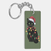 Black Cat Lover Christmas Kitten Geschenk Katze Ma Schlüsselanhänger (Vorderseite links)