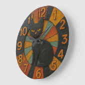 Black cat lover gift feline themed elegant große wanduhr (Winkel)