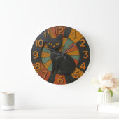 Black cat lover gift feline themed elegant große wanduhr (Zuhause)