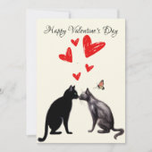 Black Cat Lover Heart Valentinstag Dankeskarte (Vorderseite)