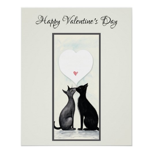 Black Cat Lover Herz Valentinstag Nr. 2 Poster (Vorderseite)