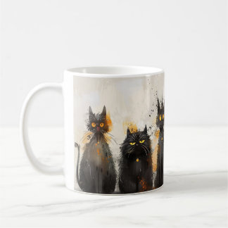 Black Cat Lover Illustriert Coffee Tasse