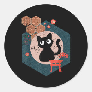 Black Cat Lover Japanese Kitten Anime Tokyo Otaku Runder Aufkleber