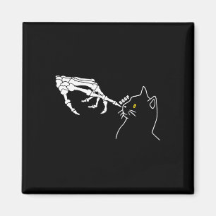 Black Cat Lover Skeleton Hand Boop Funny Halloween Magnet