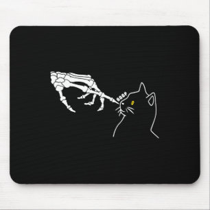 Black Cat Lover Skeleton Hand Boop Funny Halloween Mousepad