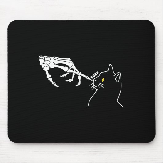 Black Cat Lover Skeleton Hand Boop Funny Halloween Mousepad (Vorne)